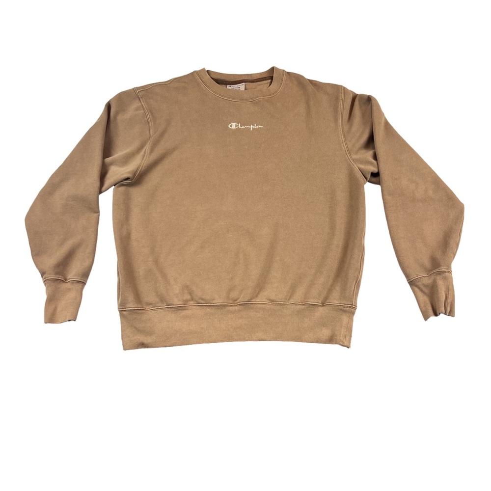 Champion Mocha Reverse Weave Logo Crew Sweatshirt, Size Medium